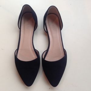 J.Crew Black D'orsay Suede Pointed Flats